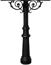 Hanford Rust Free Cast Aluminum Mailbox Post with Fluted Base and Scroll Supports to Mount 2 Mailboxes by Qualarc – 3"L x 22"W x 72"H, Aluminum, Black