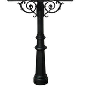 Hanford Rust Free Cast Aluminum Mailbox Post with Fluted Base and Scroll Supports to Mount 2 Mailboxes by Qualarc – 3"L x 22"W x 72"H, Aluminum, Black