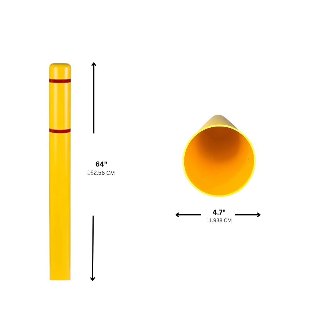 d 4" x 64" Bollard Cover Yellow (Yellow red Tape) by Innoplast – Large, Plastic, Yellow red tape, Model BC464Y
