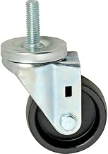 Component Hardware Medium Duty 1/2-13 x 1-1/2" Threaded Stem Caster with 3" Black Polyolefin Wheel with Brake