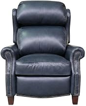 Starlight Canyon Home Leather-Upholstered Recliner with Wall-Proximity Design, Manual Recliner Chair for Living Room, Shoreham Blue