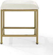 Furnifact Aimee Vanity Stool Soft Gold Bedroom Vanity Furniture with Cushioned Seat, Lightweight Design, Elegant Sitting Solution for Dressing Room, Cream Accent
