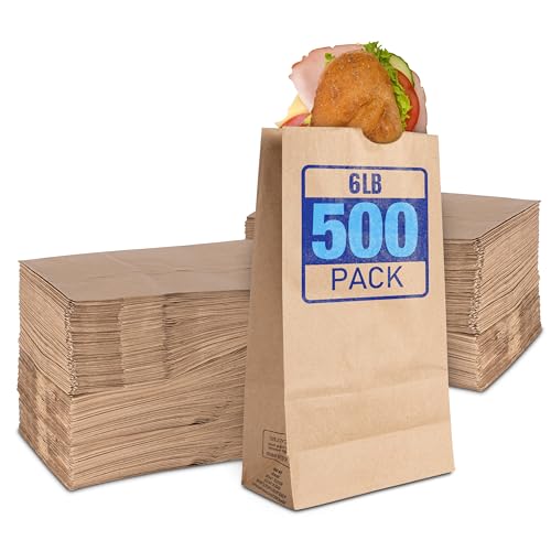 Stock Your Home 500 / 6"W x 3 5/8"G 11 1/16"H / Brown Food Storage Bags