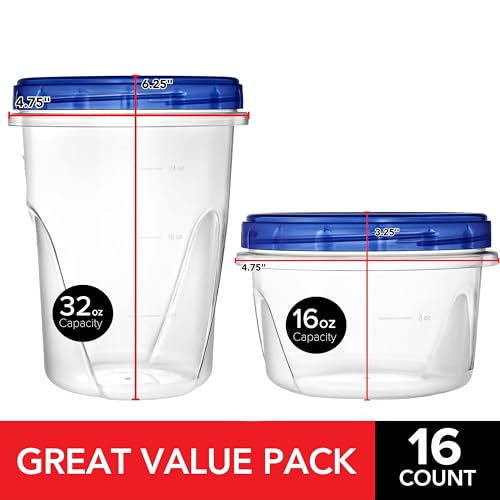Stock Your Home 16 Count / Blue / 32.0 ounces Container Sets