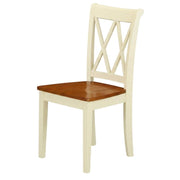 Wooden Dining Chair with Ladder Back by Furnifact – Wood, White/Brown, Pack of 2