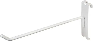 Econoco Gridwall Display Hooks, 96 Pack, White, 8in | White wire hooks snap into gridwall panels, heavy-duty metal, ideal for displaying packaged goods, accessories & apparel