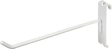 Econoco Gridwall Display Hooks, 96 Pack, White, 8in | White wire hooks snap into gridwall panels, heavy-duty metal, ideal for displaying packaged goods, accessories & apparel