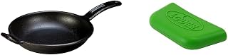 BOLD 10 Inch Seasoned Cast Iron Skillet + Lodge BOLD Silicone Assist Handle Holder - Fresh Green