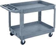Carlisle FoodService Products 2-Shelf Bin Top Utility Cart, 500 lb Capacity, Polypropylene Rolling Service Cart, 45" x 25" x 33", Gray