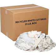 25 Lb. Box Recycled Cut Rags by Global Industrial – White, Model R2-W50-25