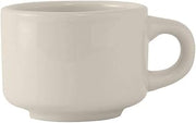 Tuxton China TRE-023 Cup, 7 oz., 3-1/4" Diameter x 2-1/2"H, Stackable, Microwave and Dishwasher Safe, Oven Proof, Fully Vitrified, Ceramic, Reno/Nevada, American White/Eggshell, Pack of 36