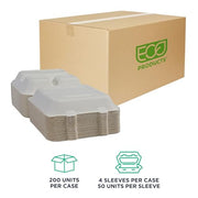 ECO PRODUCTS Green Products / 9" - 3 Compartment / white Clamshell Take Out Containers