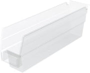 Akro-Mils 30110 Heavy Duty Plastic Shelf Bins, 12"x 3"x 4", Clear, 24-Pack