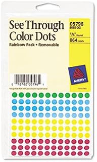 Avery “See Through” Removable Color Dots LABEL,TRANS,1/4RND,864AST (Pack of30)