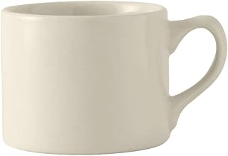 Tuxton China TRE-965 Steakhouse Cup, 10 oz., 3-1/2" Diameter x 3"H, Microwave and Dishwasher Safe, Oven Proof, Fully Vitrified, Ceramic, DuraTux, Reno, American White/Eggshell, Pack of 24