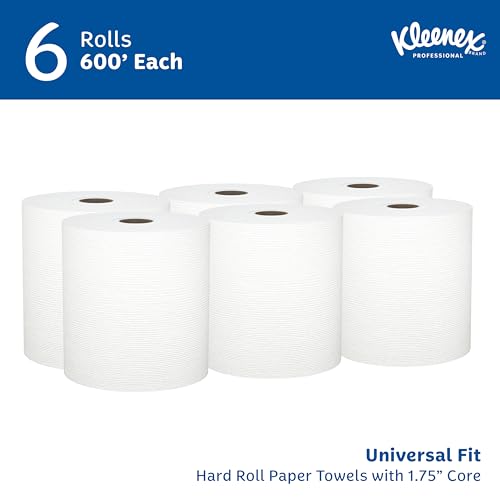 Kleenex 600 Feet (Pack of 6) / White / Kleenex Hard Roll Towel Paper Towels