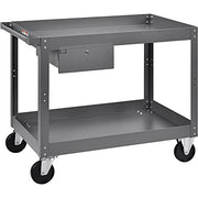 2 Shelf Deep Tray Steel Stock Cart by Global Industrial – 3"L x 24"W x 32"H, 12-Gauge Steel, Gray, Model 988844