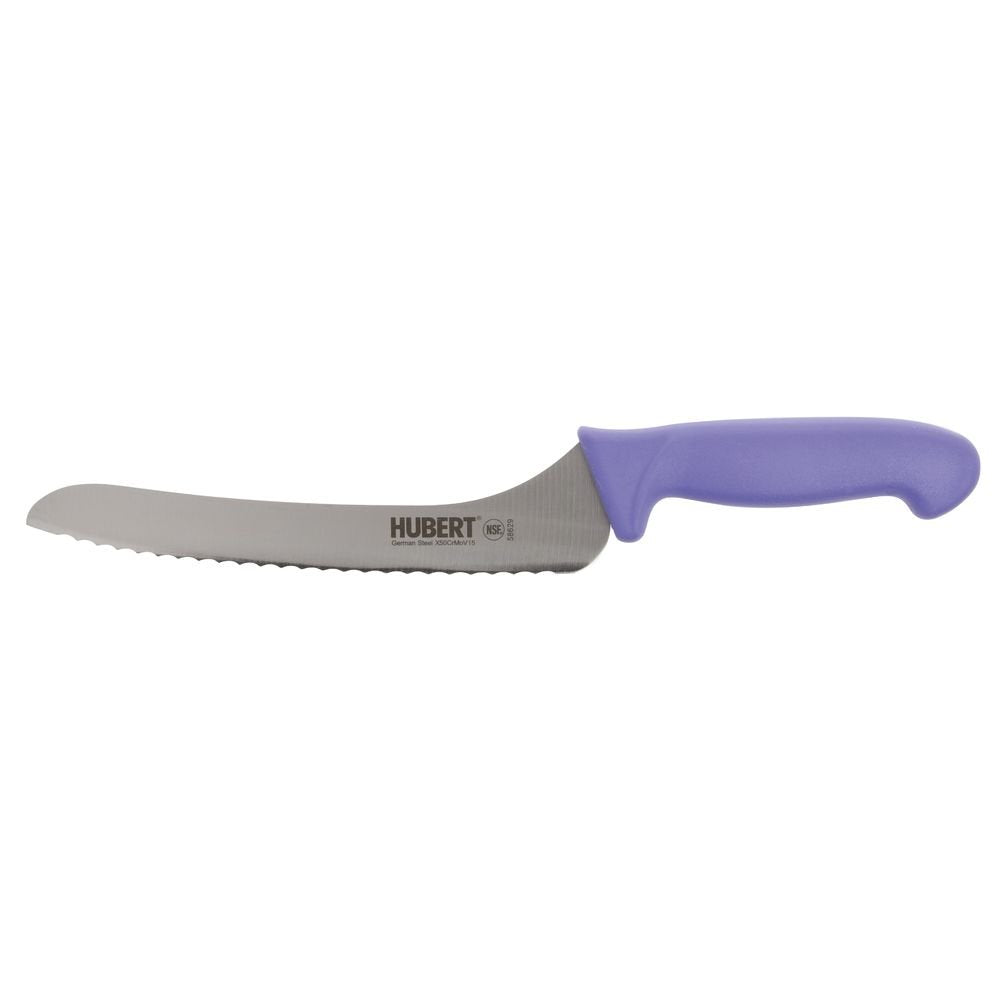 Offset Bread Knife with Purple Polypropylene Handle - 9" L Blade by HUBERT – 9", Stainless Steel, Silver