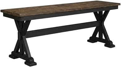 Starlight Canyon Home Ridge Brown Bench with Chicory and Black Finish, Rubberwood, Transitional Style, Moderate Distressing, Two-Tone Wood, 48-Inch