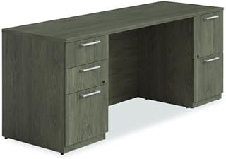 Alera AE1NZK-UF2472FF TOM 72 in. x 24 in. x 29 in. Seville Series Double Pedestal Credenza - Walnut