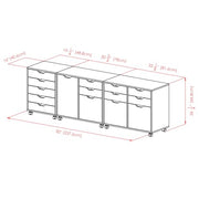 Winsome Black / 3 Doors, 12 Drawers / Transitional Storage Cabinets