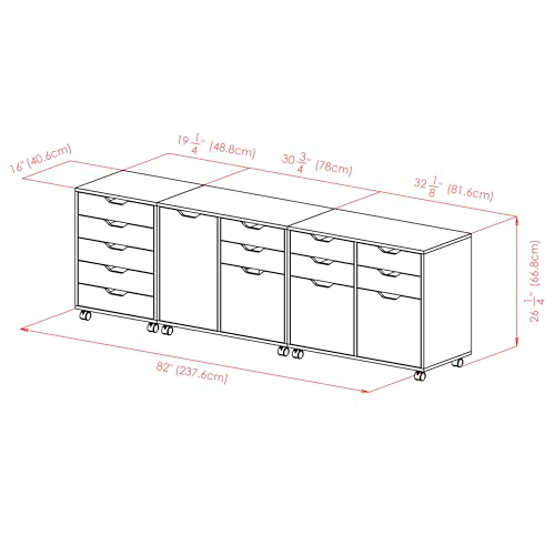 Winsome Black / 3 Doors, 12 Drawers / Transitional Storage Cabinets