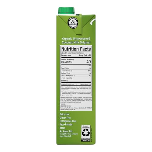 Pacific Foods Coconut Milk / 32 Fl Oz (Pack of 6) / 1 Coconut Milk Beverage