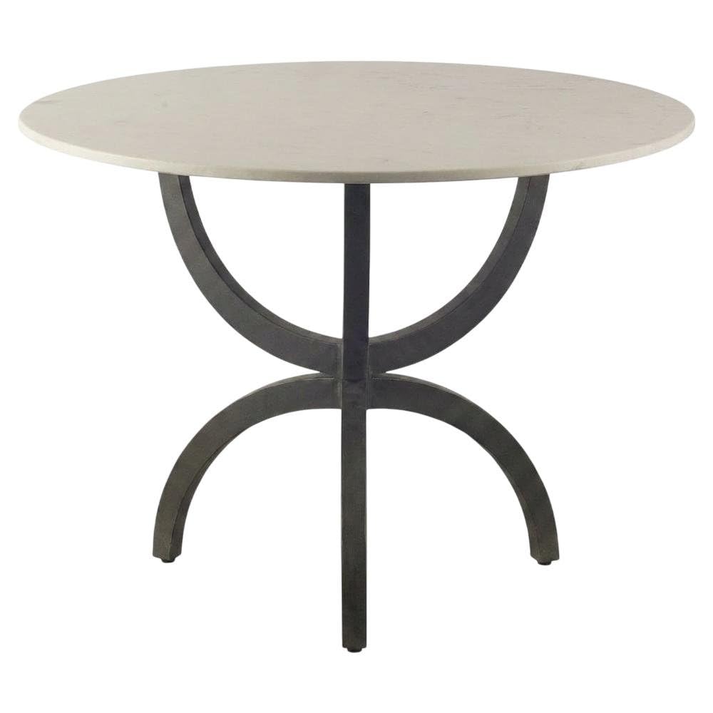 Dining Table with 40-Inch Round White Marble Top by Starlight Canyon Home – 40 inch diameter, 30 inch height, Metal, White