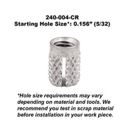 E-Z LOK 4-40 Pack of 10 / One Size / Silver Nut Inserts