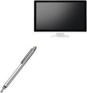Stylus Pen Compatible with Contec CM-ME185P - DualTip Capacitive Stylus, Fiber Tip Disc Tip Capacitive Stylus Pen - Metallic Silver