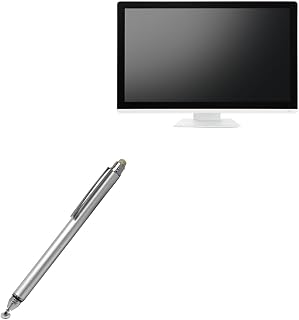 Stylus Pen Compatible with Contec CM-ME185P - DualTip Capacitive Stylus, Fiber Tip Disc Tip Capacitive Stylus Pen - Metallic Silver