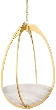Hudson Valley Lighting Lloyd 18.5" Pendant | Aged Brass Finish | Alabaster Diffuser | Modern Integrated LED Pendant Light | Made of Steel and Natural Stone | 18.5" W x 30.5" H | 4319-AGB
