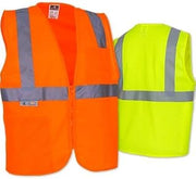 Radians 2 Pockets Mesh High Visibility Neon Orange Zipper Front Safety Vest with Reflective Strips - Meets Ansi/isea Standards, Size Medium