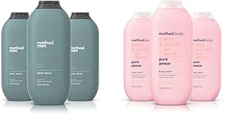 Method Men Body Wash, Sea + Surf, Paraben and Phthalate Free, 18 FL Oz,Softening & Body Wash, Pure Peace, Paraben and Phthalate Free, 18 oz,Detoxifying