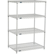 Nexelate Wire Shelving Starter Unit – 4, Alloy Steel, Silver, Model 24365EP