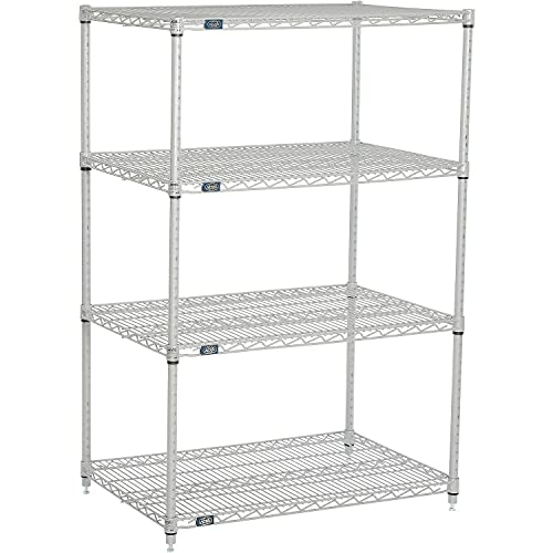Nexelate Wire Shelving Starter Unit – 4, Alloy Steel, Silver, Model 24365EP
