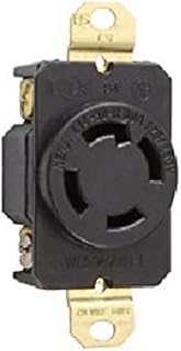 Pass & Seymour L1430-R Industrial Specification Grade Flush Mount Single Receptacle 30 Amp 125/250 Volt AC 3-Phase NEMA L14-30R Black Turnlok