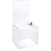 Locking Acrylic Ballot Box with Signholder by AARCO DISPLAY PRODUCTS – Plastic, Clear, Model 1038L