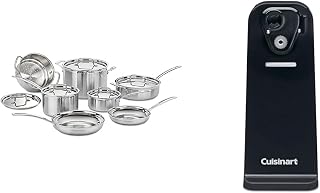 Cuisinart 12 Piece Cookware Set, MultiClad Pro Triple Ply, Silver, MCP-12N & CCO-50BKN Deluxe Electric Can Opener, Black