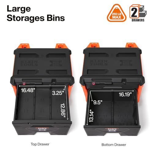 KLEIN TOOLS Two Drawer Rolling Toolbox / Orange / 250.0 pounds Tool Boxes