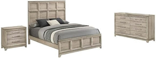 Grey-Beige Wood Bedroom Set with Queen Panel Bed