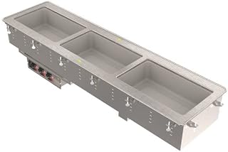 Vollrath 36651 Modular Drop in Four Compartment Short Side Hot Food Well with Infinite Controls and Standard Drain - 208/240V, 4000W