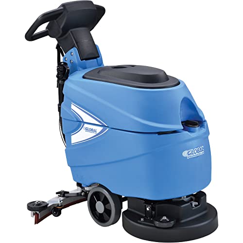 Automatic Floor Scrubber with 17" Cleaning Path by Global Industrial – 19"W x 43"H, 9.2 gallons, Plastic, Blue, Model 641411