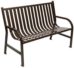 Witt Industries Slatted Metal Bench, Brown, 4'L