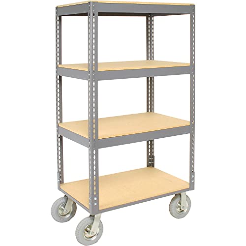 Easy Adjust Boltless 4 Shelf Truck by Global Industrial – 36.5"L x 24"W x 68"H, 12-Gauge Steel, Gray, Model 585418