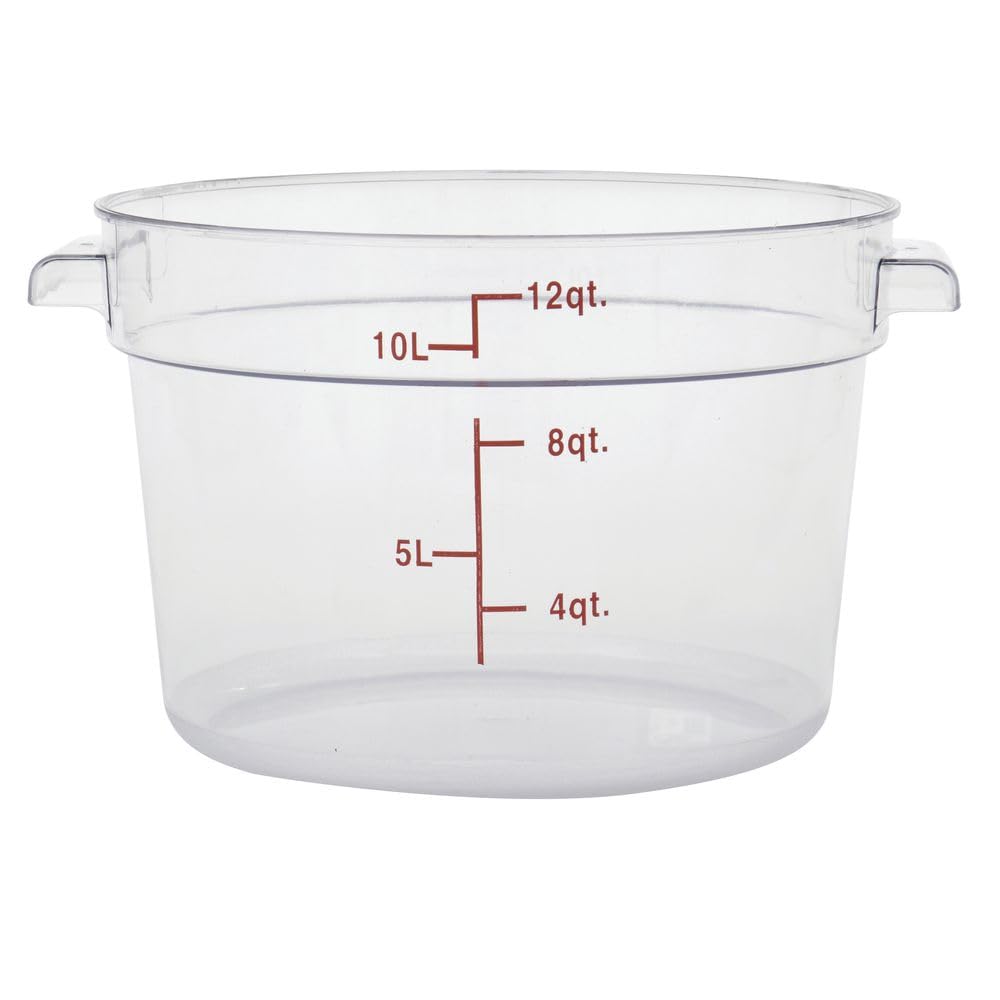 Clear Round Food Storage Container - 13 22/25" Dia x 8 1/4" D by HUBERT – Polycarbonate (PC), Clear, Model 0106006-PC