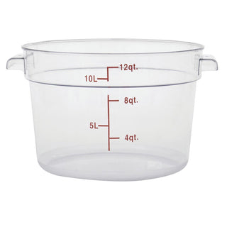 Clear Round Food Storage Container - 13 22/25" Dia x 8 1/4" D by HUBERT – Polycarbonate (PC), Clear, Model 0106006-PC