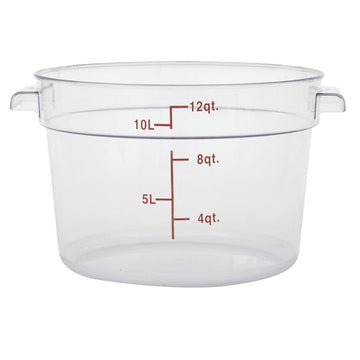 Clear Round Food Storage Container - 13 22/25" Dia x 8 1/4" D by HUBERT – Polycarbonate (PC), Clear, Model 0106006-PC