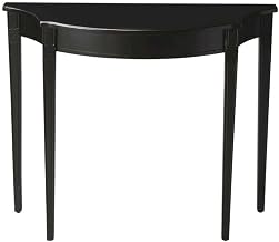 Starlight Canyon Home Demilune Console Table, Transitional Distressed Black Entryway Sofa Table with Cherry, Maple and Walnut Veneer