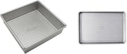 USA Pan Bakeware Square Cake Pan, 8 inch, Nonstick & Quick Release Coating & Bakeware Half Sheet Pan, Warp Resistant Nonstick Baking Pan, Made in the USA from Aluminized Steel 17 1/4 x12 1/4 x1